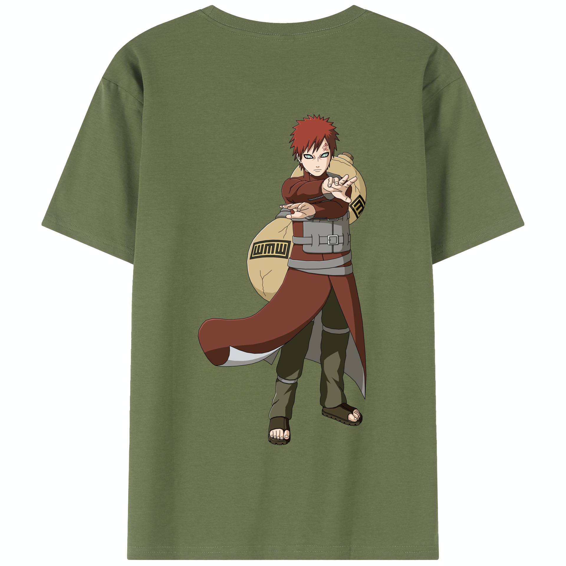 （画像用） NARUTO -ナルト- ガアラ Gaara 綿100％半袖Tシャツ（背面プリント）
